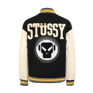 stussy varsity jacket black