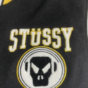 stussy varsity jacket black