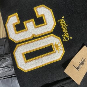 stussy varsity jacket black
