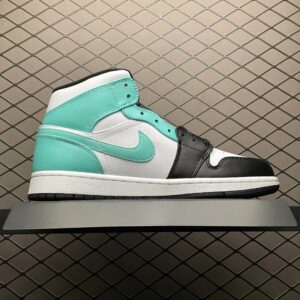 air jordan 1 mid aj1 black white green