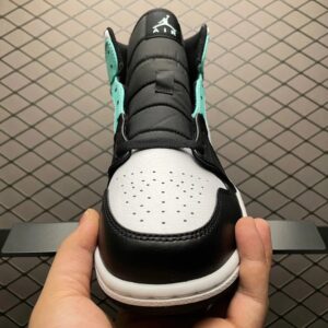 air jordan 1 mid aj1 black white green
