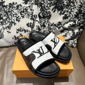 lv leather slide sandals