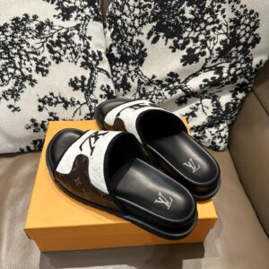 lv leather slide sandals