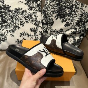 lv leather slide sandals