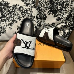 lv leather slide sandals