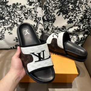 lv leather slide sandals