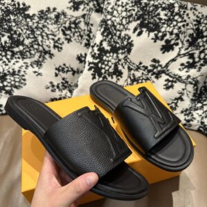lv new leather slides