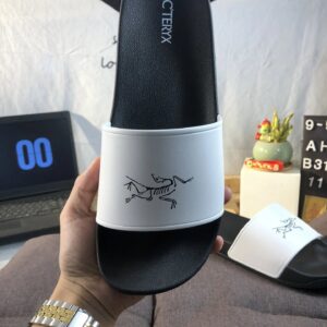 slier m slide sandals white and black