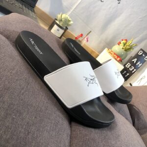 slier m slide sandals white and black