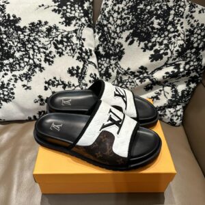 lv leather slide sandals