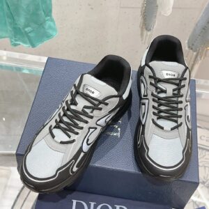 dior b30 leather and mesh retro unisex sneakers (brown)
