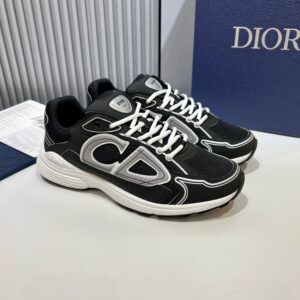 dior b30 flagship retro unisex sneakers (black with white cd stitch)