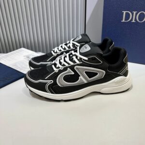 dior b30 flagship retro unisex sneakers (black with white cd stitch)