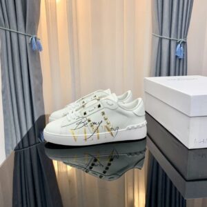 valentino 2022 ss white sneakers with golden winged studs yixing zhang same style lace up series