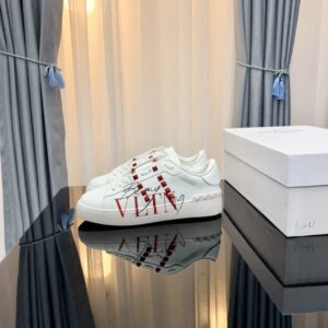 valentino 2022 ss white sneakers with flaming red studs yixing zhang same style lace up series
