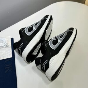 dior b30 flagship retro unisex sneakers (black with white cd stitch)
