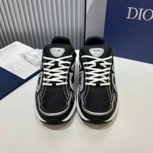 dior b30 flagship retro unisex sneakers (black with white cd stitch)