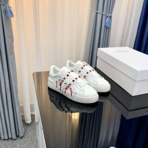 valentino 2022 ss white sneakers with flaming red studs yixing zhang same style lace up series