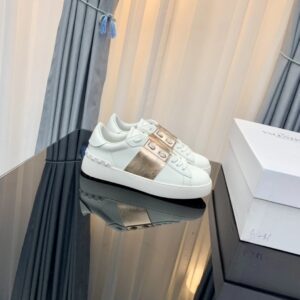 valentino 2022 ss 3d printed floral white lace up sneakers yixing zhang same style (gold accents)