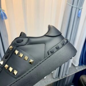 valentino 2022 ss studded lettering white lace up sneakers yixing zhang same style (black with gold studs)