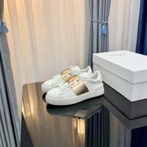 valentino 2022 ss 3d printed floral white lace up sneakers yixing zhang same style (gold accents)