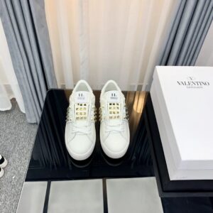 valentino 2022 ss gold studs pure white lace up sneakers yixing zhang same style