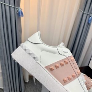 valentino 2022 ss pink studs & laces white lace up sneakers yixing zhang same style