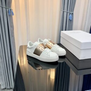 valentino 2022 ss 3d printed floral white lace up sneakers yixing zhang same style (gold accents)