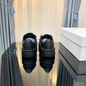 valentino 2022 ss studded lettering white lace up sneakers yixing zhang same style (black with gold studs)