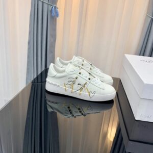 valentino 2022 ss white sneakers with golden winged studs yixing zhang same style lace up series