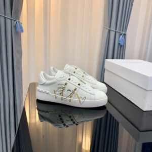 valentino 2022 ss white sneakers with golden winged studs yixing zhang same style lace up series