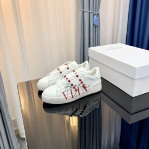 valentino 2022 ss white sneakers with flaming red studs yixing zhang same style lace up series