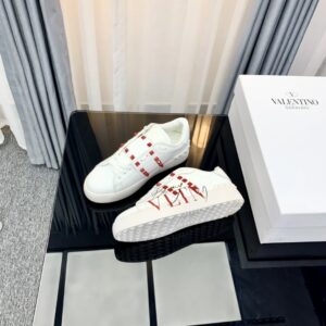 valentino 2022 ss white sneakers with flaming red studs yixing zhang same style lace up series