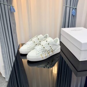 valentino 2022 ss white sneakers with golden winged studs yixing zhang same style lace up series