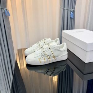valentino 2022 ss white sneakers with golden winged studs yixing zhang same style lace up series