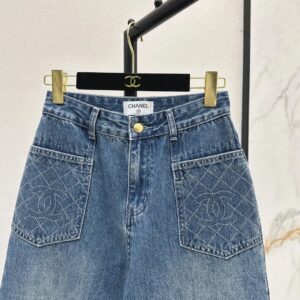 chanel diamond pocket jeans blue