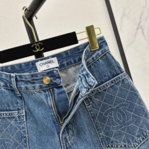 chanel diamond pocket jeans blue