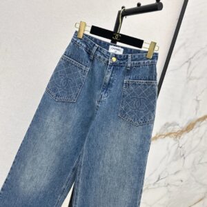 chanel diamond pocket jeans blue
