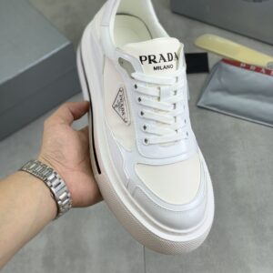 prada downtown leather re nylon sneakers white
