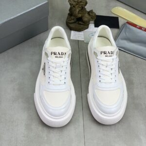 prada downtown leather re nylon sneakers white