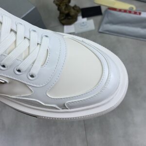 prada downtown leather re nylon sneakers white