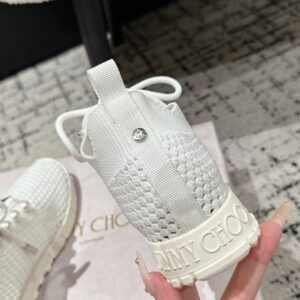 jimmy choo knit white sneakers