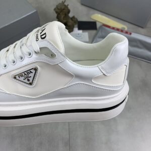 prada downtown leather re nylon sneakers white