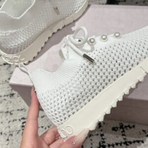 jimmy choo knit white sneakers