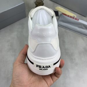 prada downtown leather re nylon sneakers white