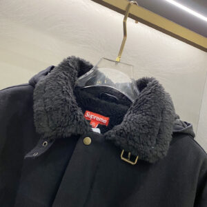 supreme fw24 week6 faux shearling lined bomber denim jacket bule