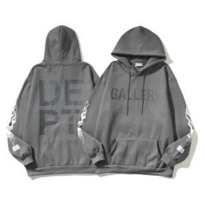 gallery flame print hoodie grey