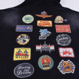 amiri vintage print hoodie black