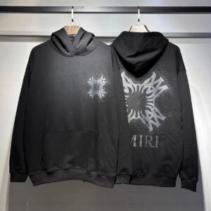 amiri letter print hoodie black
