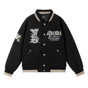 amiri goddess letter wool varsity jacket multicolor
